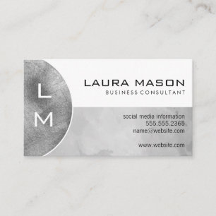 Monogram   Silver Brushed Business Card