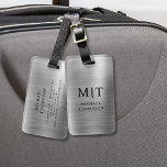 Monogram Silver Brushed Metallic Elegant Luggage Tag<br><div class="desc">Elevate your travel experience with our Classic Elegant Modern Minimalist Monogram Luggage Tag. This meticulously designed accessory seamlessly combines timeless elegance with contemporary minimalism, ensuring your luggage stands out with sophistication. Crafted with precision and attention to detail, this luggage tag is more than just a practical item; it's a personalised...</div>