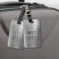 Monogram Silver Brushed Metallic Elegant