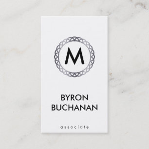 Monogram   Silver Business Card