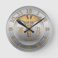Monogram Silver Doctor Medical Clinic Clock