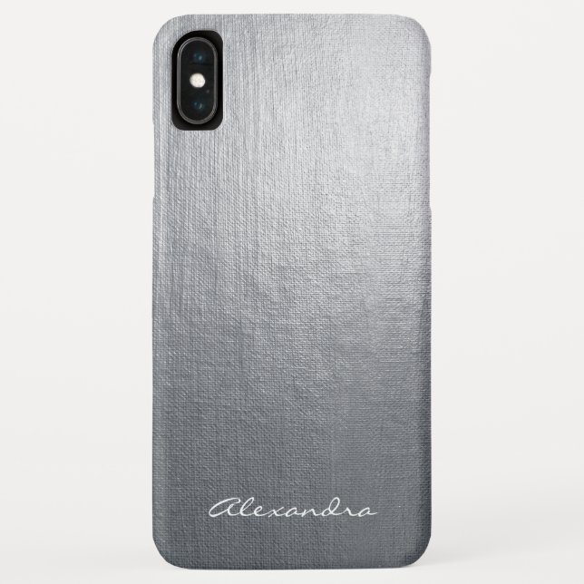 Monogram Silver Faux Metal Foil Case-Mate iPhone Case (Back)