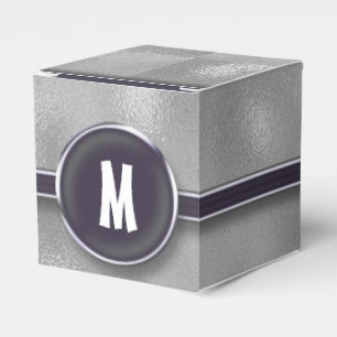 Monogram Silver Foil Favour Box