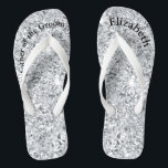 Monogram Silver Glam Glitter Mother of Bride Groom Flip Flops<br><div class="desc">A fun gift for both the mother of the bride and groom. When her feet are tired at the end of the night,  she'll want these!  Personalise them!</div>