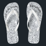 Monogram Silver Glam Glitter Mother of Bride Groom Flip Flops<br><div class="desc">A fun gift for both the mother of the bride and groom. When her feet are tired at the end of the night,  she'll want these!  Personalise them!</div>