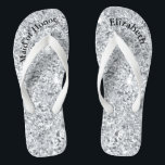 Monogram Silver Glitter Bridesmaid Maid of Honour Flip Flops<br><div class="desc">A fun gift for your bridesmaids and maid of honour. When her feet are tired at the end of the night,  she'll want these!  Personalise them!</div>