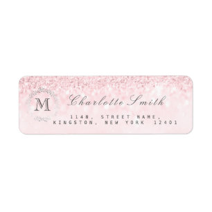 Monogram Silver Glitter Candy Pink RSVP Bridal