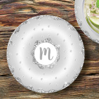 Monogram silver glitter doughnut chic script girly