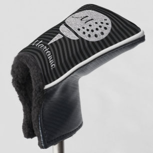 Monogram Silver Glitter Golf Ball on Chevron Head Cover
