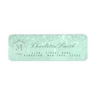 Monogram Silver Glitter Mint Green RSVP Bridal