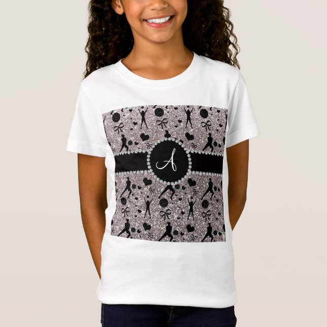 Monogram silver glitter volleyball players T-Shirt (Front)