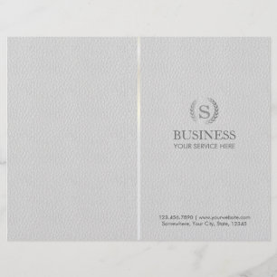 Monogram Silver Laurel Wreath Grey Leather Bi-Fold