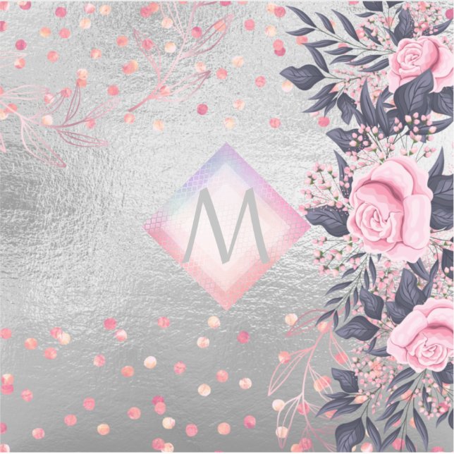 Monogram Silver Navy Rosegold Girly Newlyweds Gift (Front)