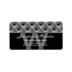 Monogram Silver Peacock Feathers Label