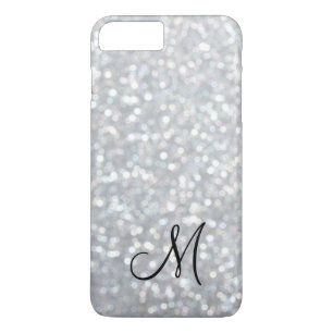Monogram Silver Sparkle iPhone 7 Plus Case