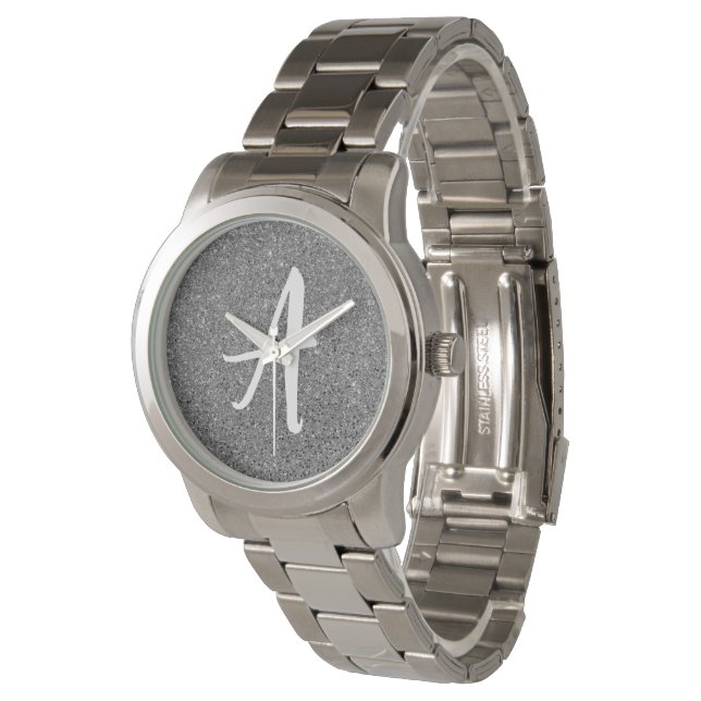 Monogram Silver Sparkle  Watch (Angled)
