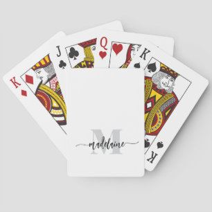 Monogram Silver White Black Personal Playing Cards