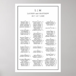 Monogram Simple Alphabetical Wedding Seating Chart