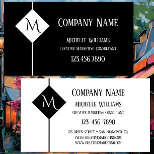 Monogram Simple Black and White Professional Business Card