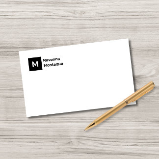 Monogram Simple Black Personalized Script Card