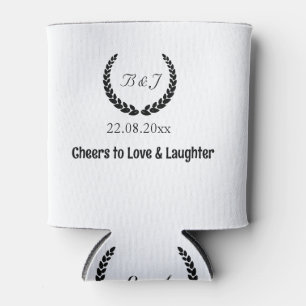 Monogram simple Black&white wedding favours guests Can Cooler