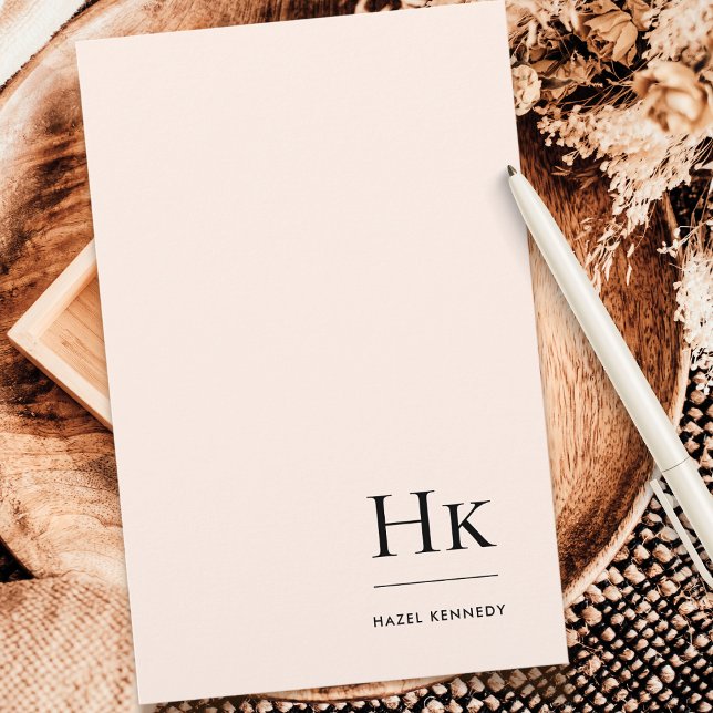 Monogram Simple Blush Monogrammed Personalised Stationery (Creator Uploaded)