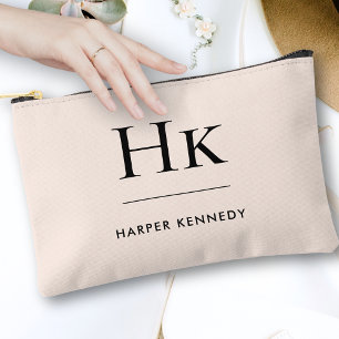 Monogram Simple Blush Pink Chic Monogrammed Accessory Pouch