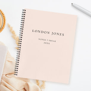 Monogram Simple Blush Pink Personalised Name Notebook