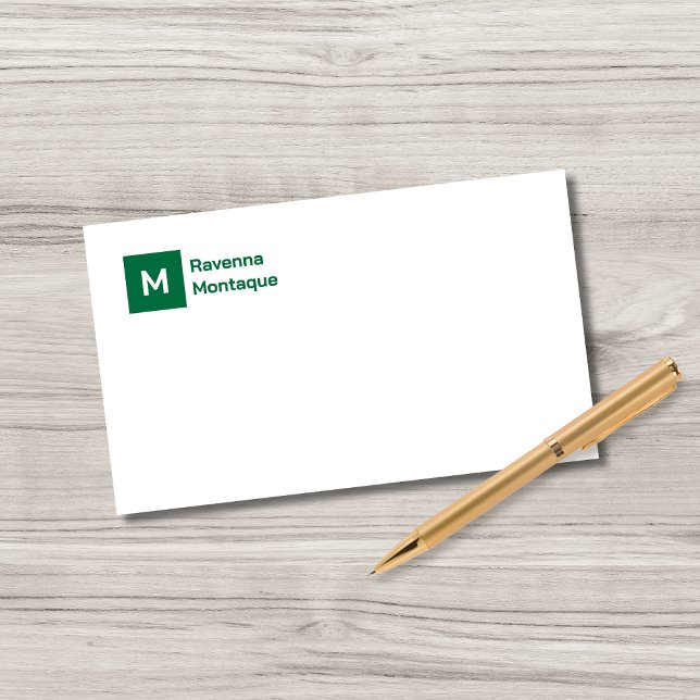 Monogram Simple Bottle Green Personalized Script  Card (Creator Uploaded)