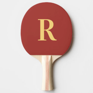 Monogram Simple Brown Gold Ping Pong Paddle