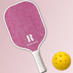 Monogram Simple Chic Pink Denim Print  Pickleball Paddle