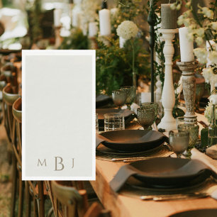 Monogram Simple Cream Wedding Napkins