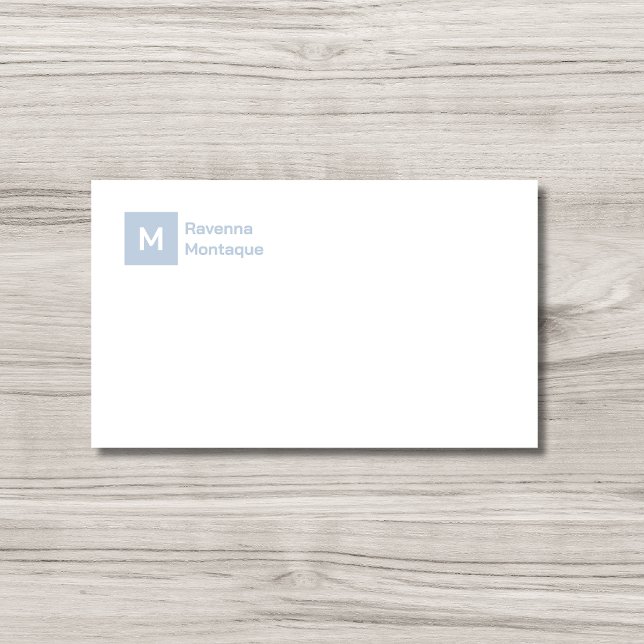 Monogram Simple Dusty Blue Personalized Script  Card (Creator Uploaded)