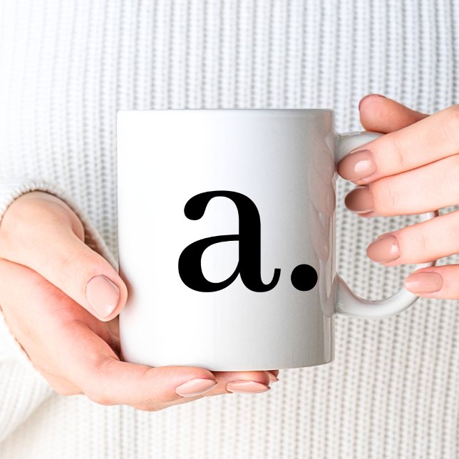 Monogram | Simple Elegant Black White Initial Name Coffee Mug (Creator Uploaded)