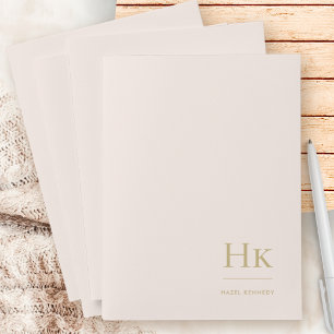 Monogram Simple Elegant Blush Gold Personalised Pocket Folder