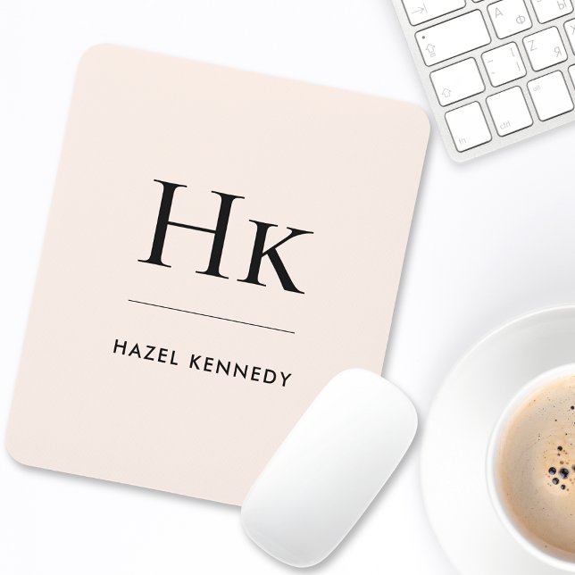 Monogram Simple Elegant Classic Blush Pink Mouse Mat (Creator Uploaded)