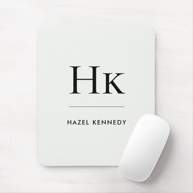 Monogram Simple Elegant Minimalist Classic Ivory Mouse Mat (With Mouse)