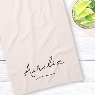 Monogram Simple Elegant Signature Minimal Feminine Tea Towel