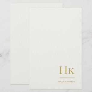 Monogram Simple Ivory Gold Monogrammed Custom Stationery