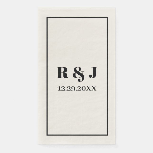 Monogram Simple Minimalist Custom Name Wedding  Napkin (Front)