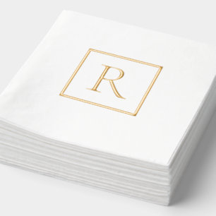 Monogram Simple Minimalist Gold Foil Napkins