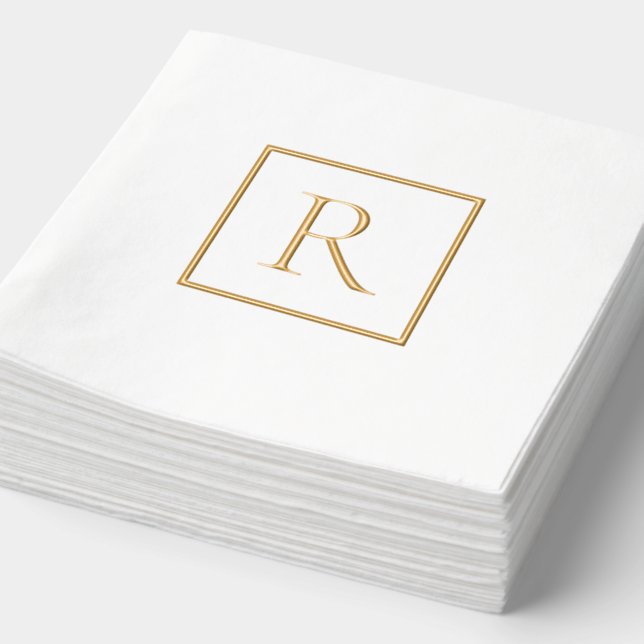 Monogram Simple Minimalist Gold Foil Napkins (Detail)