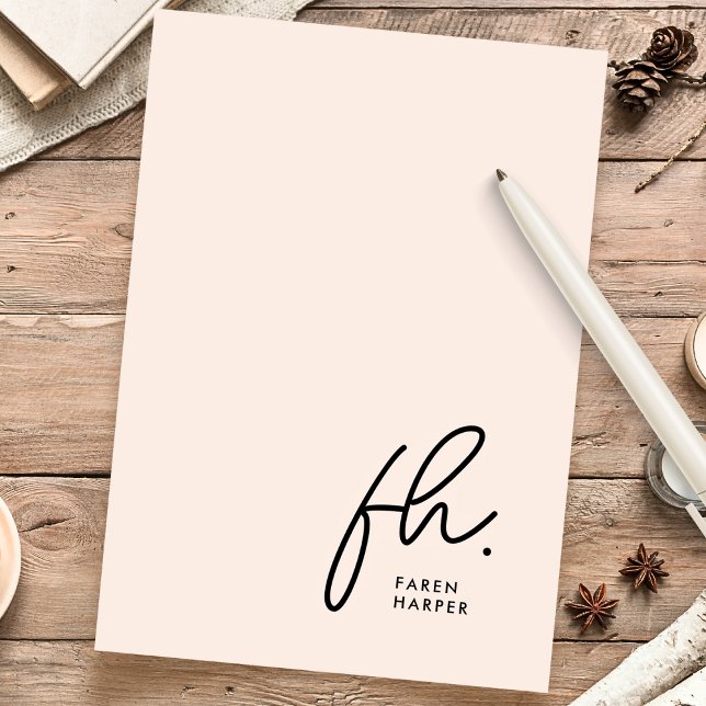 Monogram | Simple Modern Blush Pink Personalised Stationery (Creator Uploaded)
