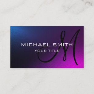 Monogram Simple Modern Minimalist Blue Purple Business Card