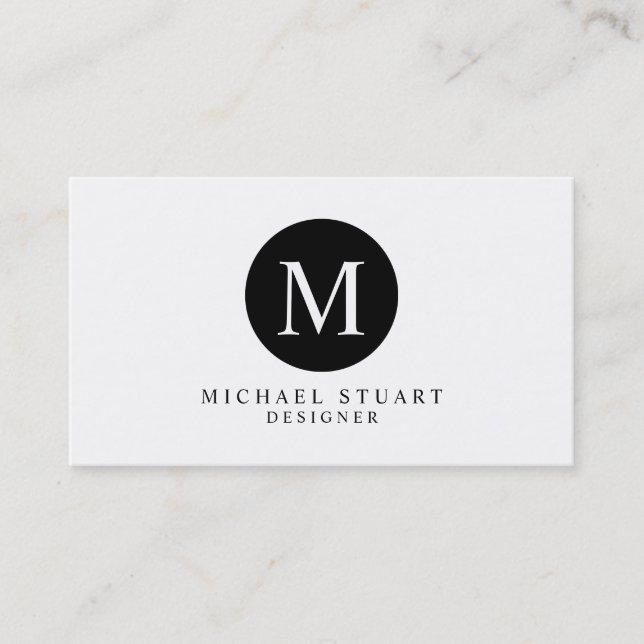 Monogram | Simple Modern Minimalist Custom Colour Business Card (Front)