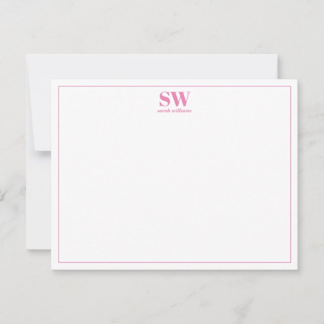 Monogram Simple Modern Personalised Stationery Card (Front)