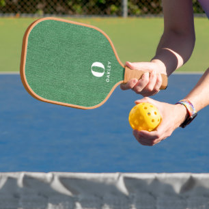 Monogram Simple Modern Spring Green Denim Print Pickleball Paddle
