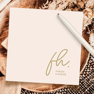 Monogram Simple Script Chic Blush Social Notecard