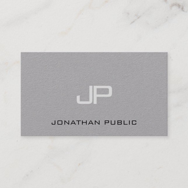 Monogram Simple Template Luxurious Premium Grey Business Card (Front)