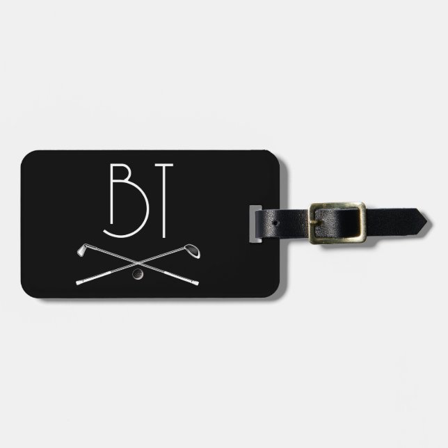 Monogram Simple Vintage Retro Style Personalised Luggage Tag (Front Horizontal)